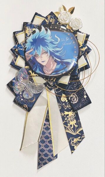 ロゼッタ 痛ロゼット 青 白 ハンドメイド