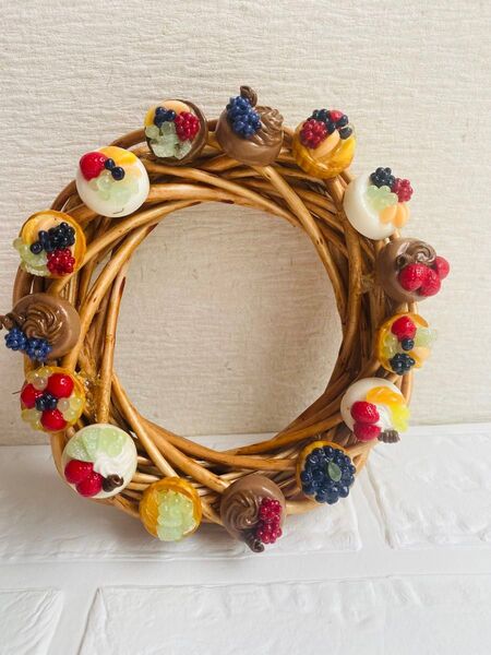 スイーツリース ケーキ 壁掛け 飾り オブジェ ハンドメイド