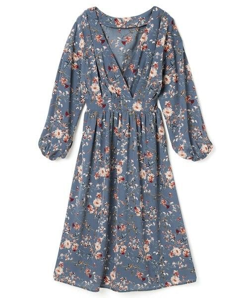 グレイル GRL 花柄ワンピース カシュクール 花柄 長袖ワンピース L