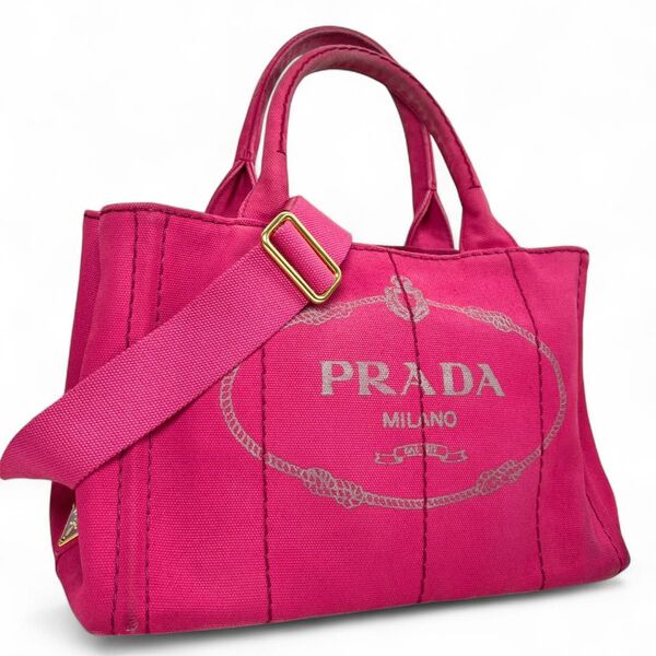 PRADA プラダ ミニカナパ キャンバス 2WAY トートバッグ ハンドバッグ
