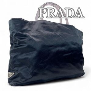 PRADA プラダ テスートナイロン プラスチックハンドル ハンドバッグ ナイロン BLK 黒 ブラック