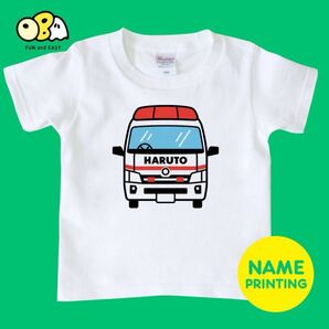 はたらくくるま★レスキュー 名入れTシャツ/救急車