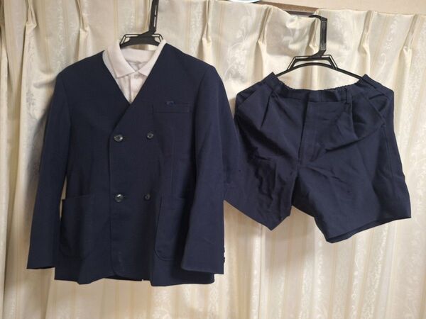 小学校制服 紺色 ズボンとジャケット白ポロシャツ サイズ150 中古 紺色ネイビー
