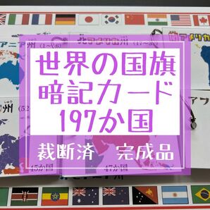 世界の国旗 197か国 暗記カード(完成品)★世界地図・国旗一覧・資料付き