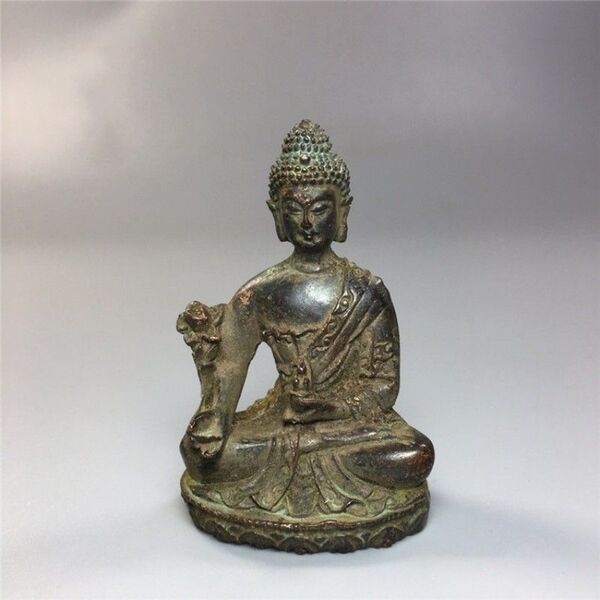 仏像 薬師如来坐像 薬師瑠璃光如来 銅像 置物 インテリア雑貨 飾り お守り 仏教 仏具 小さい 病気平癒 安産祈願 十二の大願