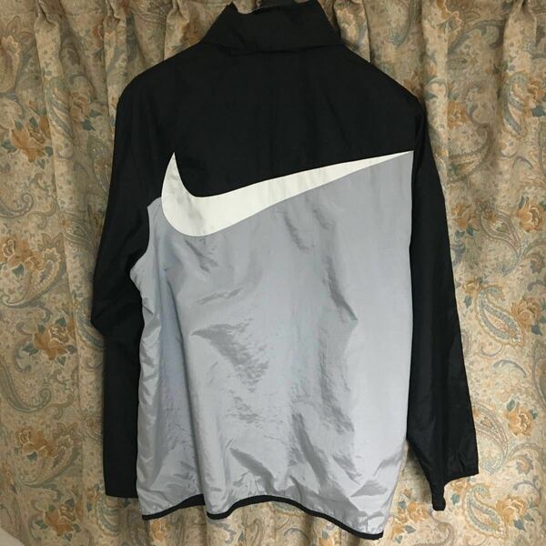 NIKE ナイキ ナイロンジャケット Lサイズ ビッグスウォッシュ ブラック グレーJACKET SWOOSH