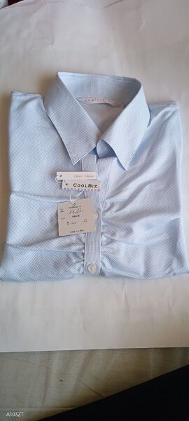 english girl オーバーブラウス 13号 形態安定 半袖ブラウス COOLBIZ 水色 半袖シャツ 開襟 サイズ13R