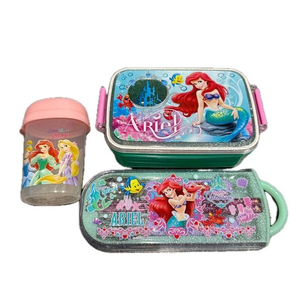 プリンセス アリエル お弁当箱 セット キッズ ベビー ランチボックス 保育園 幼稚園 ディズニー 入学 入園 準備 お箸セット