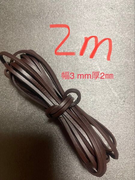 革紐 牛革 紐 本革 レザー クラフト カラフル コーヒーブラウン2m