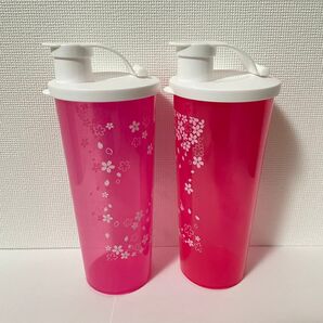 【新品未使用】Tupperware フタ付きボトル(ピンク)2点セット 送料無料