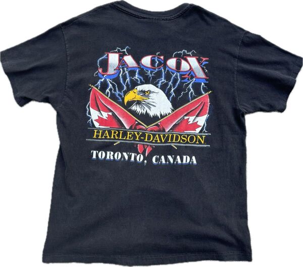 90s USA製 Harley Davidson 胸ポケットTシャツ サンダー