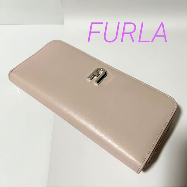 美品 FURLA フルラ レザー ラウンドファスナー 長財布