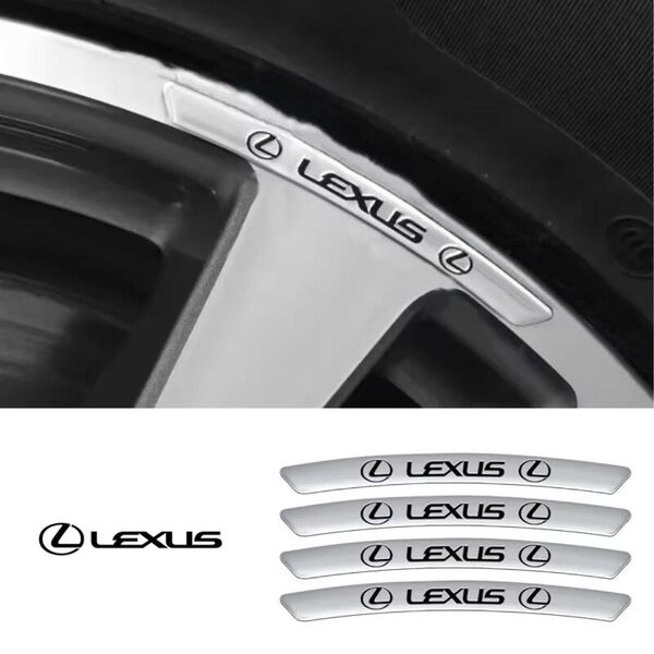 4部セット LEXUS レクサス ホイール リム ハブ アルミニウム エンブレム ステッカー デカール TRD シルバー d