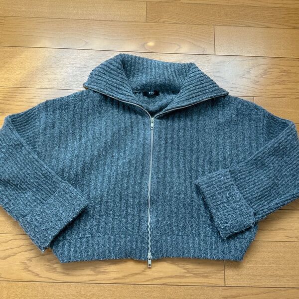 ジップアップ トップス 羽織 カーディガン ニット グレー ジャケット