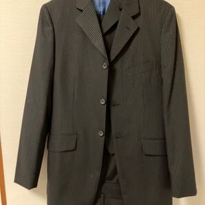 メンズスーツ スリーピース ストライプ ダークグレー