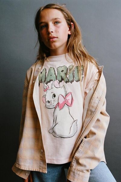 新品ディズニー クラシック おしゃれキャット マリーちゃんTシャツ152 150 140 ピンク オーガニックコットン