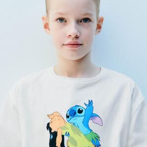 新品ディズニー Lilo & Stitch Tシャツ140 130ホワイト オーガニックコットン