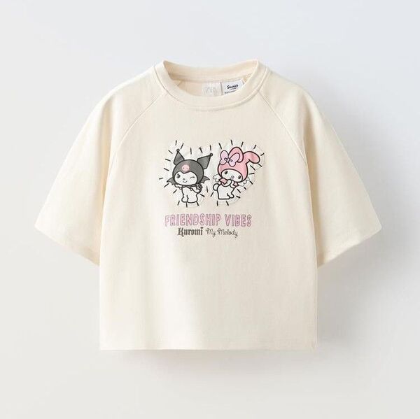 新品サンリオ クロミ・マイメロディ パッチワークTシャツ152 150 140 オフ マイメロ クロミ オーガニックコットン