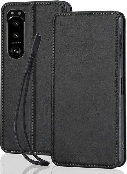Xperia 5 IV スマホケース 手帳型 スタンド機能 内蔵マグネット式 ブラック