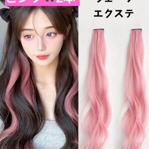 ★新品★ ウェーブ エクステ ウィッグ ヘアアクセサリー 髪飾り 付け髪 コスプレ イベント 大人 子供 ピンク 2個セット