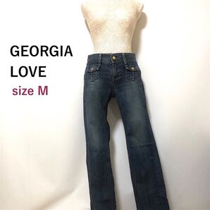 ジョージアラブ ローライズ 美脚ジーンズ パンツ 紺