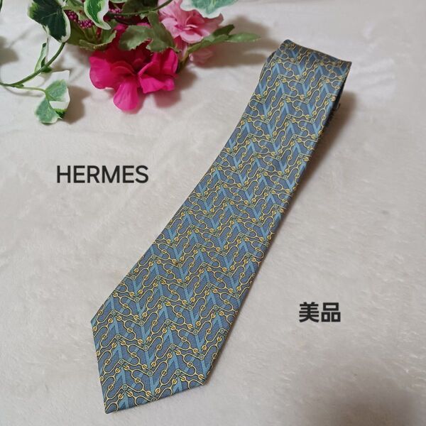 HERMES パターン シルクネクタイ 総柄 アクセサリー柄 ヴィンテージ シルク100