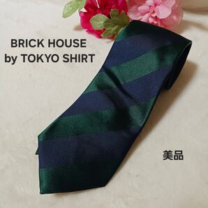 BRICK HOUSE ストライプ ネクタイ 東京シャツ シルク ビジネス シルク100