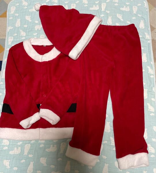 サンタクロース 子供コスプレ 帽子付き 3点セットサイズ130 帽子56cm