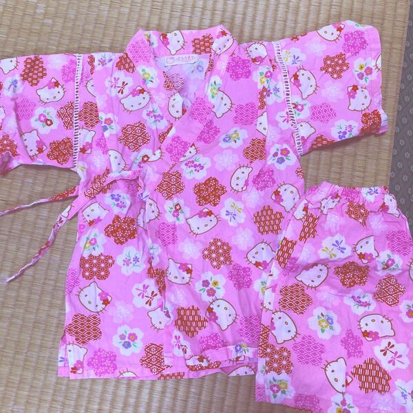 ハローキティ 甚平 上下セット ピンク 100