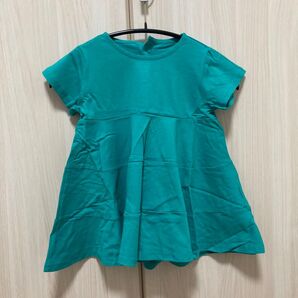 110サイズ 女の子 エメラルドグリーン ターコイズ ワンピース