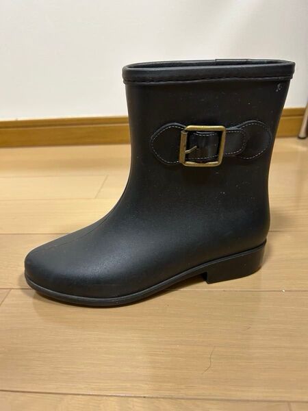 バックル付きレインブーツ 黒 長靴 レインシューズ23センチ 23㎝