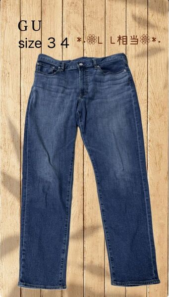 メンズ ボトム パンツ ストレッチスリムジーンズ デニム ブルー サイズ34 LL相当 〈GU〉