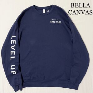 BELLA CANVAS "SKO 2022" 袖プリント クルーネック スウェット ネイビー 古着