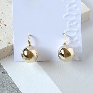 【56】メタルボールフックピアス ゴールドボールピアス
