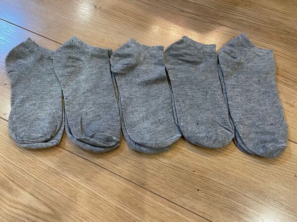 靴下(22-24cm・グレー) 5組セット 靴下