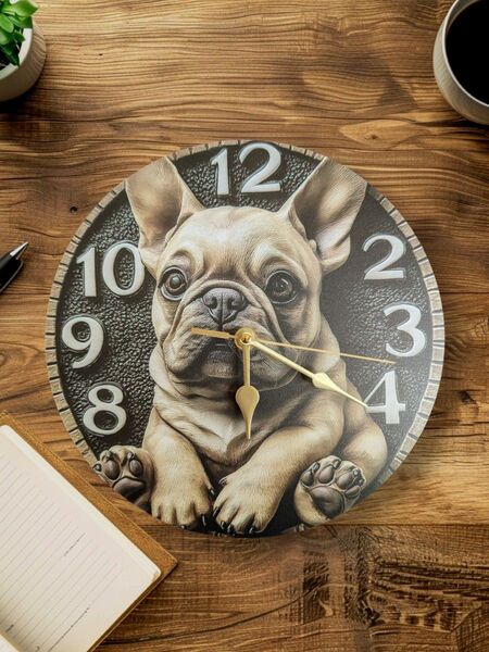 フレンチブルドック フレブル ペット 犬用品 時計 壁掛け時計 時計 インテリア プレゼント 可愛い