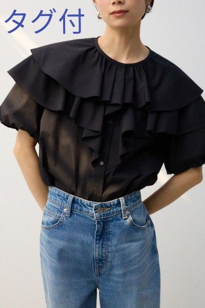 【未使用タグ付き】 crie conforto ラッフルティアードブラウス