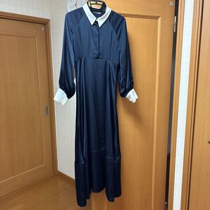 未使用 試着のみ 白襟ワンピース 紺