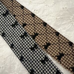 38mm幅フロッキープリントチェック柄リボンセット