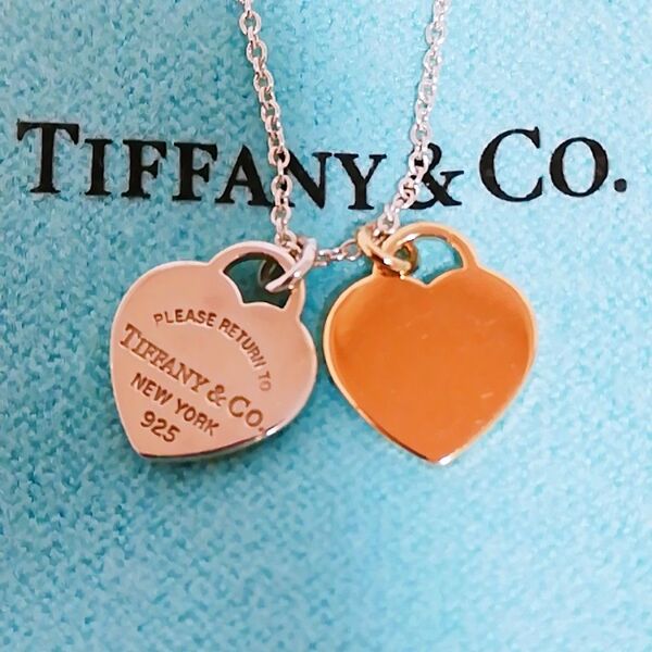 TIFFANY&Co. リターントゥティファニー ダブルハート タグペンダント(ローズゴールド シルバー)Au750 Ag925