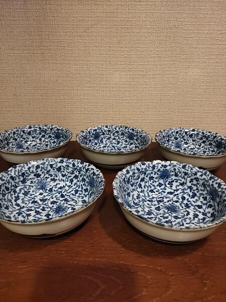 美濃焼 13cm皿5セット 菊唐草 西洞窯