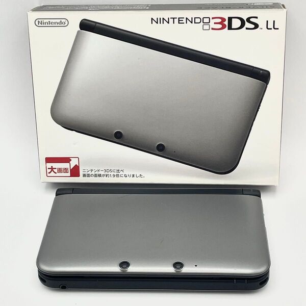 美品 ニンテンドー NINTENDO 3DSLL SPR-001 シルバー 本体/箱/逆転裁判123ソフト/SDカード4GB