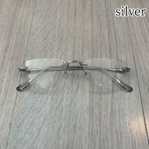 リムレス メガネ 縁無しメガネ 度なし ブルーライトカット 人気 男女兼用 シルバー 伊達メガネ 韓国 オシャレ