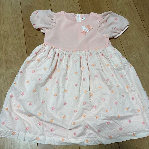 ミキハウス ワンピース 花柄 シースルー 120