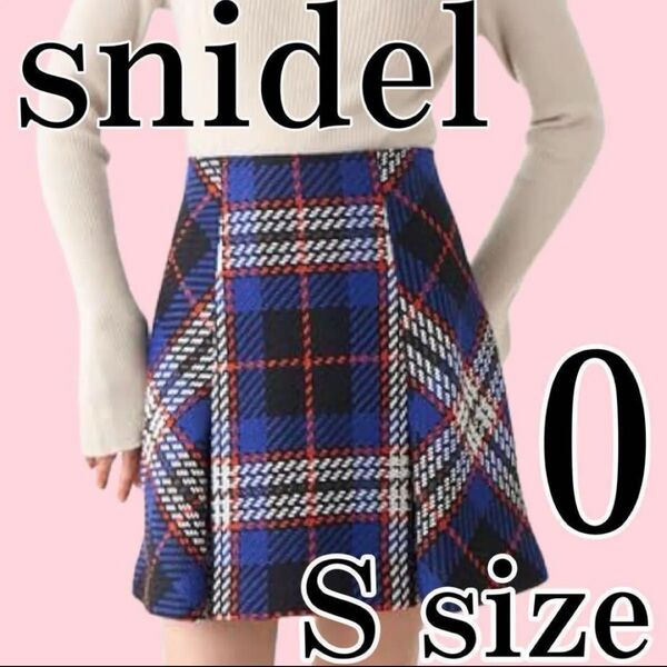 即日発送!スナイデルSサイズ・snidel ネイビー ロービングチェックミニスカート・1