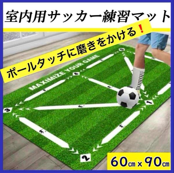サッカー練習マット 室内 トレーニングマット サッカー フットサル ボールタッチ 緑 補強 自主練習 ドリブル 雨 エクササイズ
