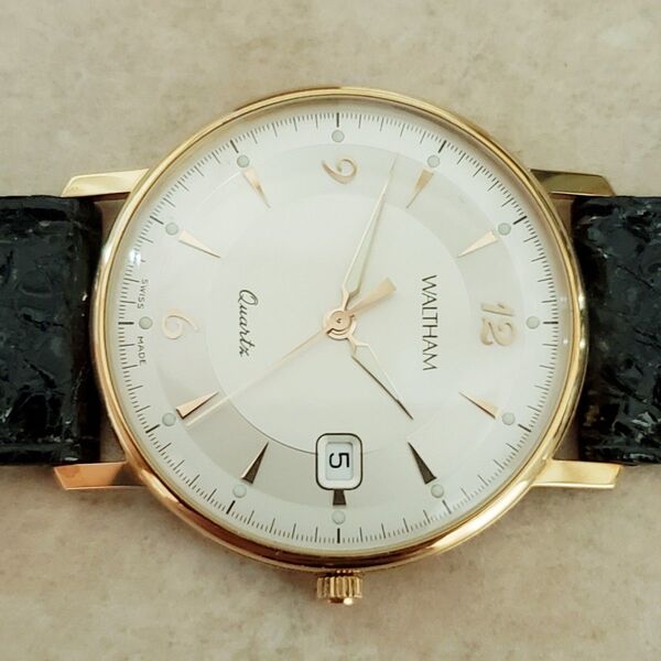 店舗保管品 WALTHAM 金無垢 18K/750 96320.31 クォーツ 腕時計 純正ベルト 動作未確認 現状品