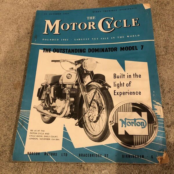 THE MOTOR CYCLE 1954年10月21日号 Norton Dominator ノートン ドミネーター
