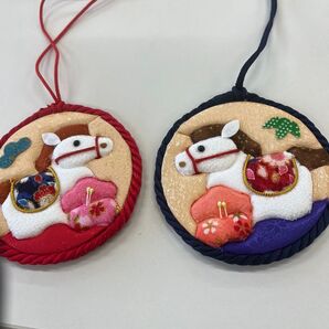 ハンドメイド 馬の飾り物 2個セット 正月飾り