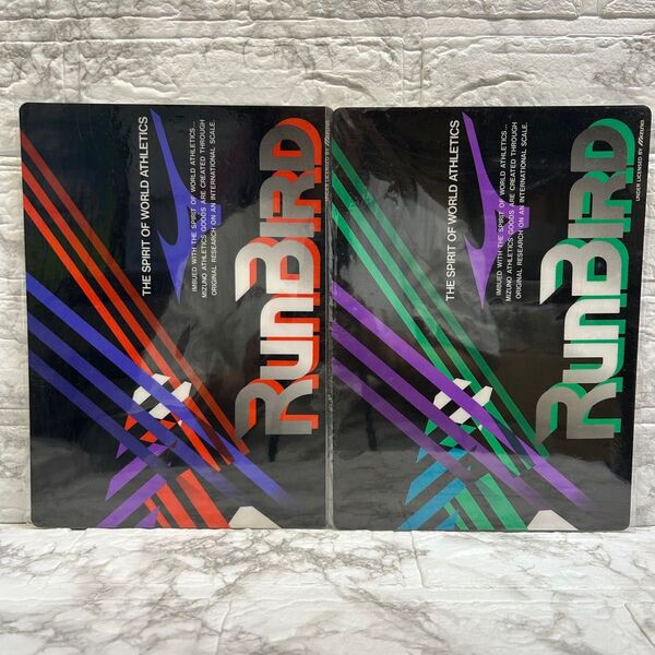 未使用品 1990年代 当時物 MIZUNO(ミズノ) RunBIRD(ランバード) 下敷き B5 2種 2枚 ブラック